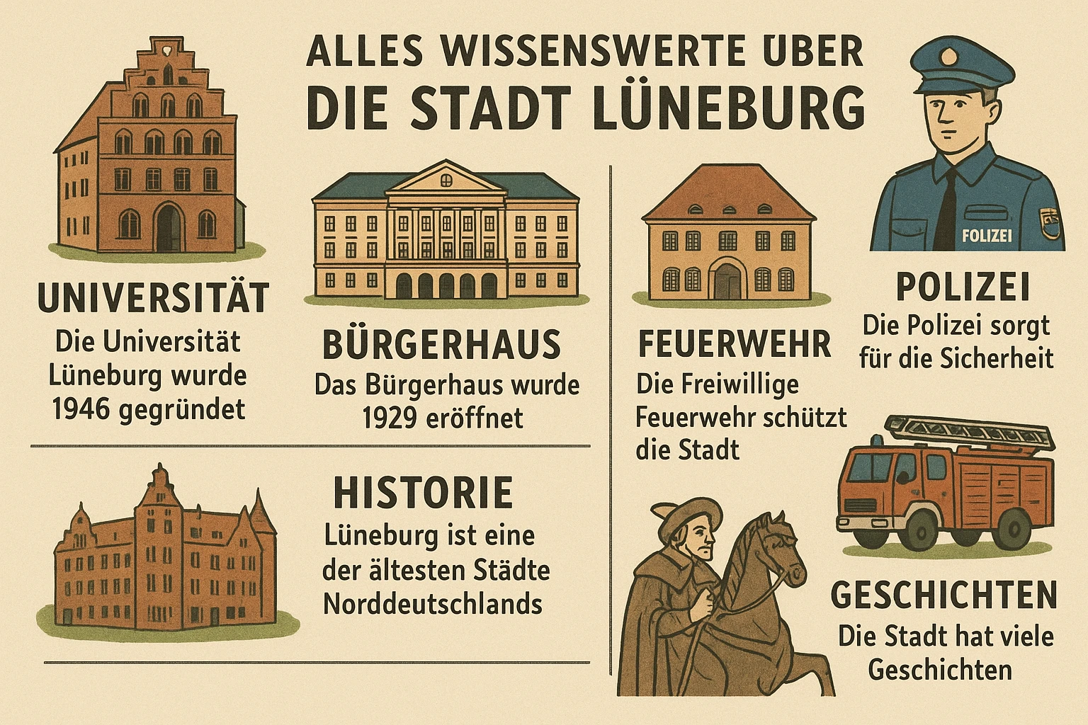 Alles Wissenswertes &Atilde;&frac14;ber die Stadt L&Atilde;&frac14;neburg - Institute wie Universit&Atilde;&curren;t, B&Atilde;&frac14;rgerhaus, Polizei, Feuerwehr als auch die Historie der Stadt und deren Geschichten