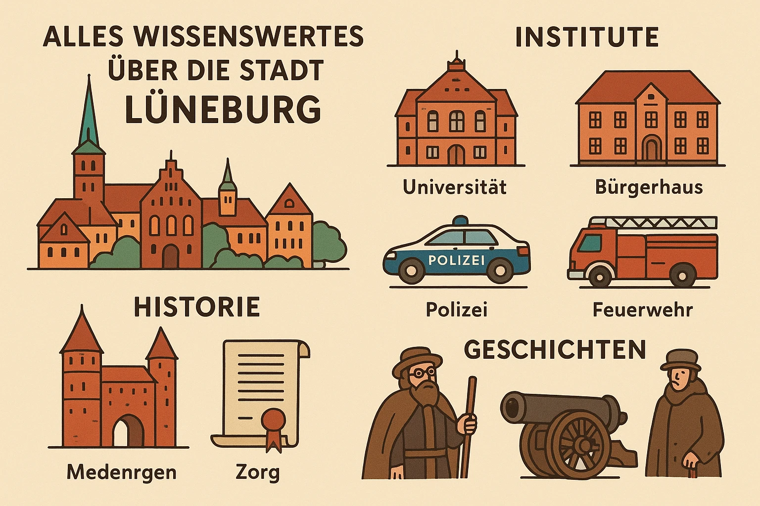 Alles Wissenswertes &Atilde;&frac14;ber die Stadt L&Atilde;&frac14;neburg - Institute wie Universit&Atilde;&curren;t, B&Atilde;&frac14;rgerhaus, Polizei, Feuerwehr als auch die Historie der Stadt und deren Geschichten