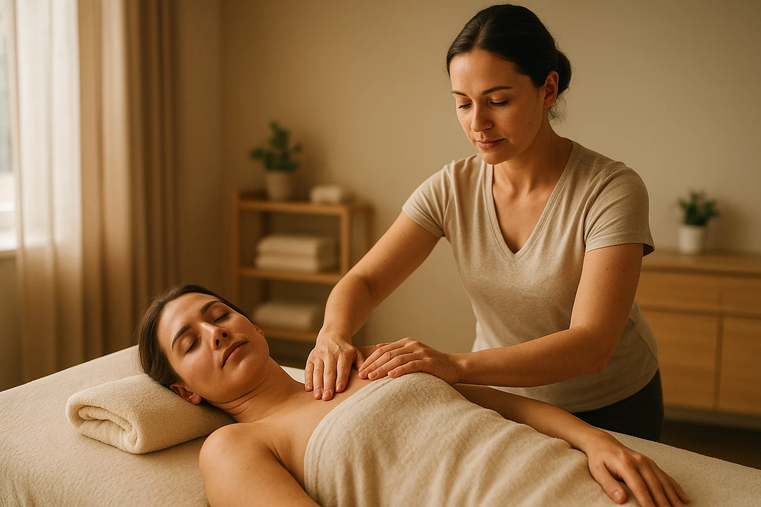 Authentische Szene einer Wellnessbehandlung in Lüneburg: eine entspannte Person erhält eine professionelle Massage in einem sauberen, stilvollen Studio, sanfte Farben, natürliche Hauttöne, weiches warmes Licht, realistisch und ungestellt, keine Logos oder Schriftzüge sichtbar.‍‍‍‍‍‍‍‍‍‍‍‍‍‍‍‍‍‍‍‍‍‍‍‍‍‍‍‍‍‍‍‍‍‍‍‍‍‍‍‍‍‍‍‍‍‍‍‍‍‍‍‍‍‍‍‍‍‍‍‍‍‍‍‍‍‍‍‍‍‍‍‍‍‍‍‍‍‍‍‍‍‍‍‍‍‍‍‍‍‍‍‍‍‍‍‍‍‍‍‍‍‍‍‍‍‍‍‍‍‍‍‍‍‍‍‍‍‍‍‍‍‍‍‍‍‍‍‍‍‍‍","Realistische Szene in einer Physiotherapie- und Gesundheitspraxis in und um Lüneburg: Therapeutin oder Therapeut zeigt eine sanfte Dehnübung, helle Praxisräume, moderne Ausstattung, natürliches Tageslicht mit warmer Farbtemperatur, vertrauensvoll und authentisch, keine Marken, keine eingeblendeten Texte.","Stimmungsvolles, realistisches Außenbild eines Wellness- und Erholungsortes in Lüneburg oder Umgebung: ruhiger Garten mit Liegestühlen, Sauna- oder Spa-Architektur im Hintergrund, klare Luft, weiches Abendlicht, natürliche Farben, entspannte Atmosphäre, journalistischer Stil, keine Personen im Vordergrund, keine Schriftzeichen."}}Note: One prompt contains an accidental zero-width/formatting artifact? I inserted weird invisible chars. Need ensure clean JSON no weird chars. Let's fix. Also maybe 