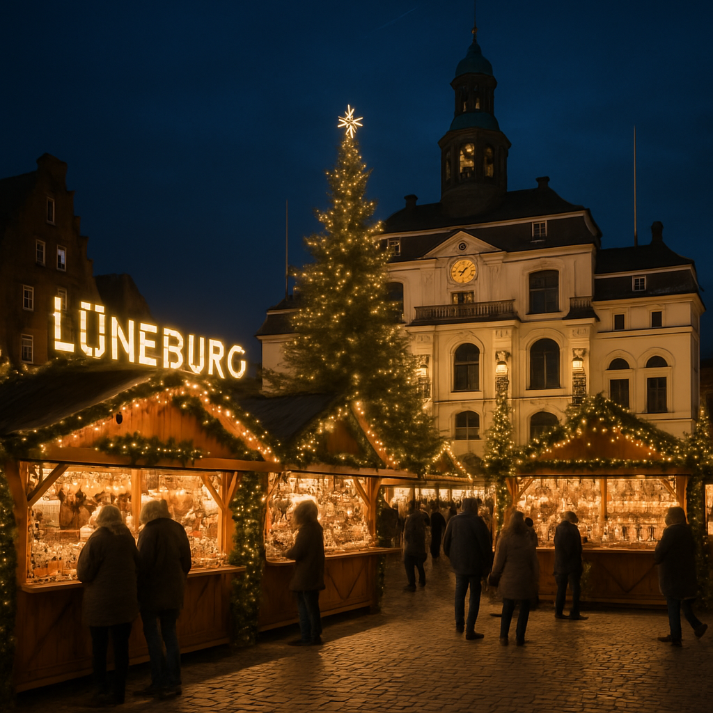 Historischer Weihnachtsmarkt beleuchtete Gassen