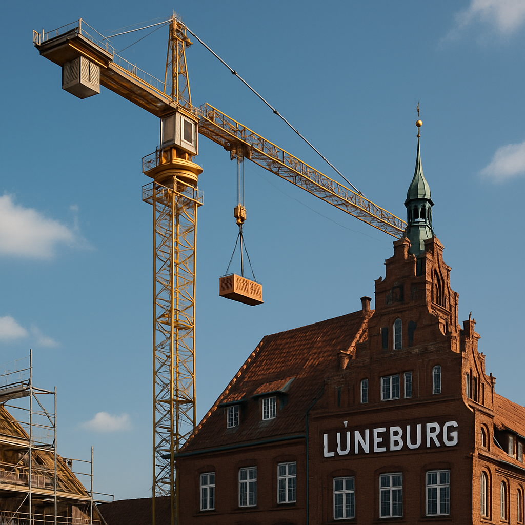Kran Bauprojekt Logistik Handwerk